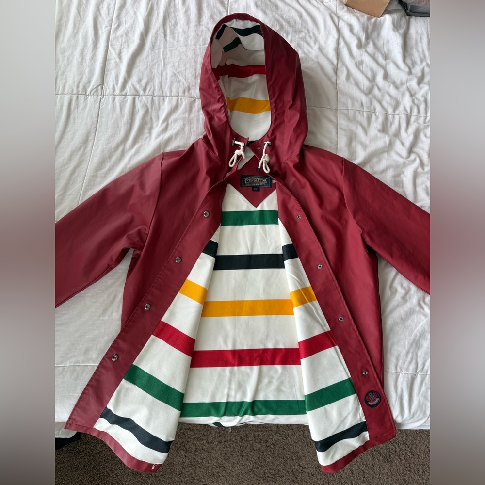 Pendleton Raincoat with Multicolor Stripes